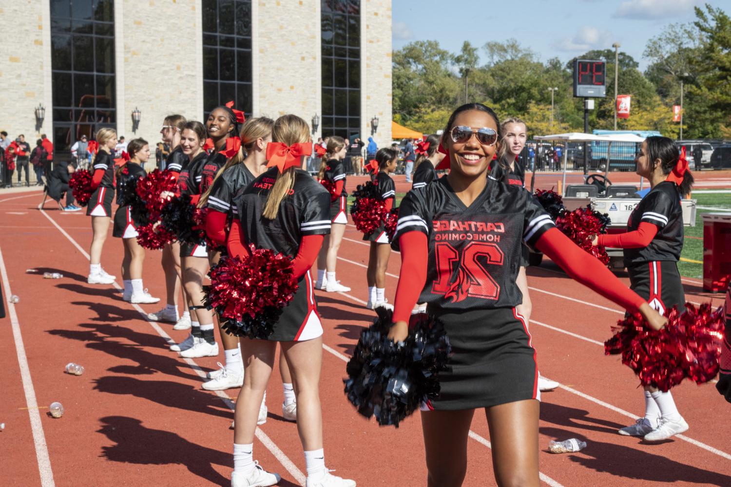 The Carthage Spirit Team cheers on the Firebirds.